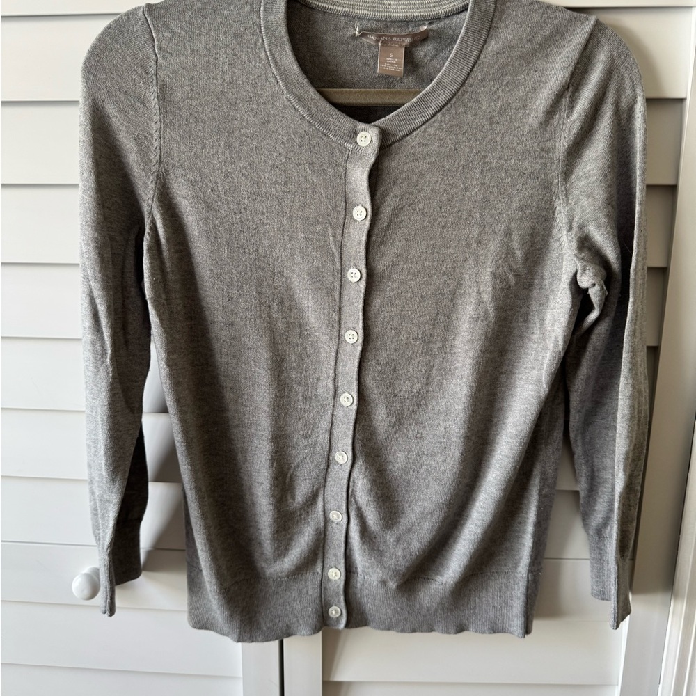 Banana Republic Gray Button-Up Cardigan